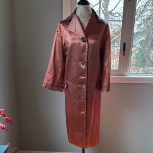 Mainstreet vintage 50-60s copper weather proofed trench coat velvet collar Large